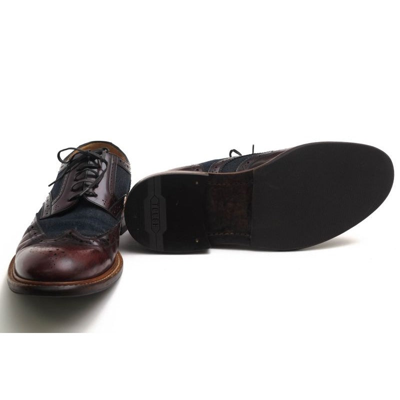 Louis Vuitton Shoes Business Men Cotton Canvas Leather Red Brown — view 7
