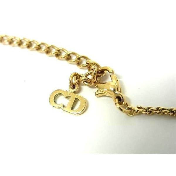 Christian Dior Necklace Gold Metal Faux Pearl — view 2