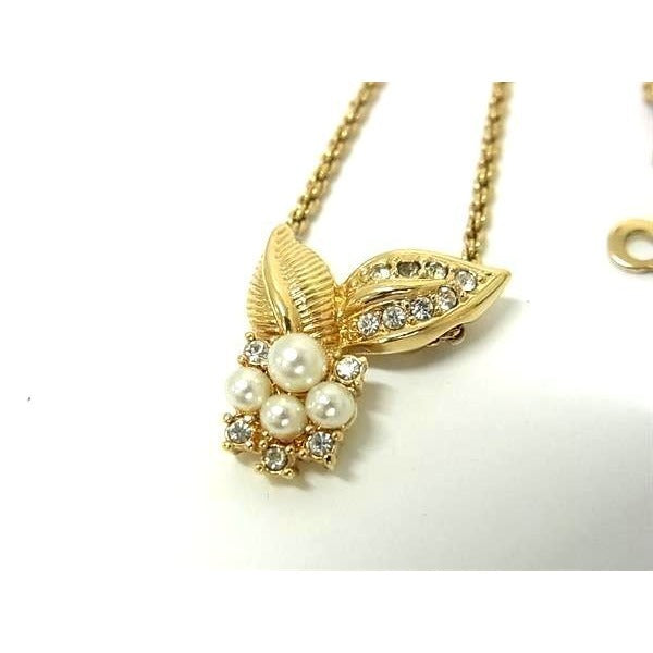 Christian Dior Necklace Gold Metal Faux Pearl — view 3