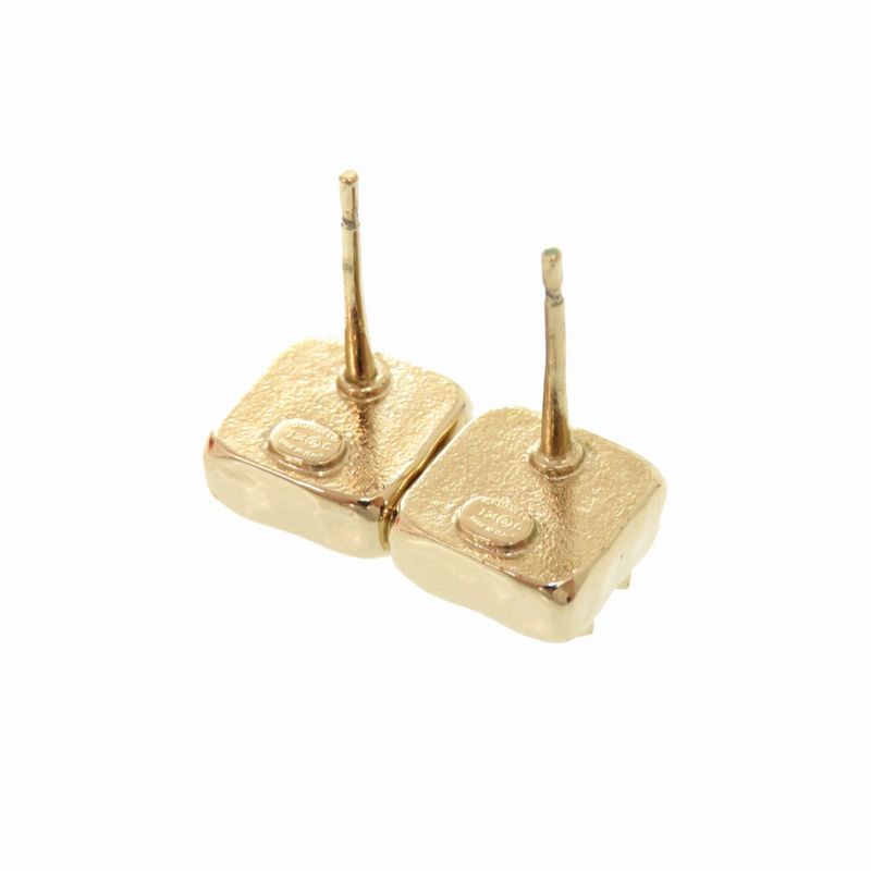 Chanel Coco Mark Square Stone Gold Earrings I24 C Accessories 0813 — view 3