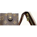 Louis Vuitton Compact Zip Bifold Wallet Zip Around Monogram Canvas Brown Aa — view 6