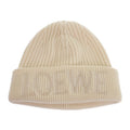Loewe Beanie Knit Cap Hat Wool Ivory White Going Out Travel