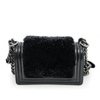 Chanel Chain Shoulder Bag Orirag Rabbit Fur Lamb Black — view 7
