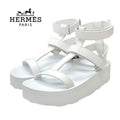 Hermes Enid Sandals Shoes Leather White Sports