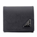 Prada Saffiano Triangle Coin Purse Black