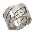 Gucci Ring Chain Motif Wide 9 Silver 925 7.4 g Accessories Matte