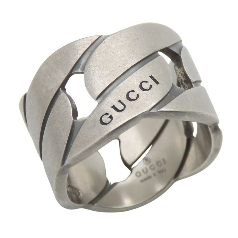 Gucci Ring Chain Motif Wide 9 Silver 925 7.4 g Accessories Matte — view 2