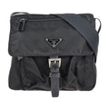 Prada Shoulder Bag B8994 Nylon Leather Black Silver Hardware VELA Triangle Logo