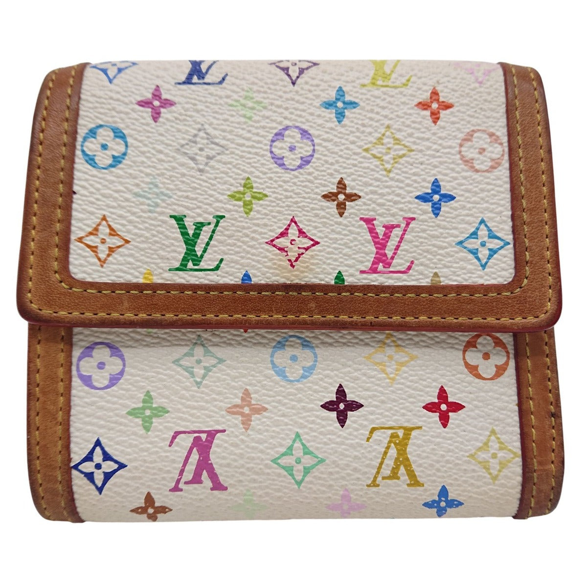 Louis Vuitton Multicolor Fold Wallet Porte Monet Billets Cult Cles White — view 3