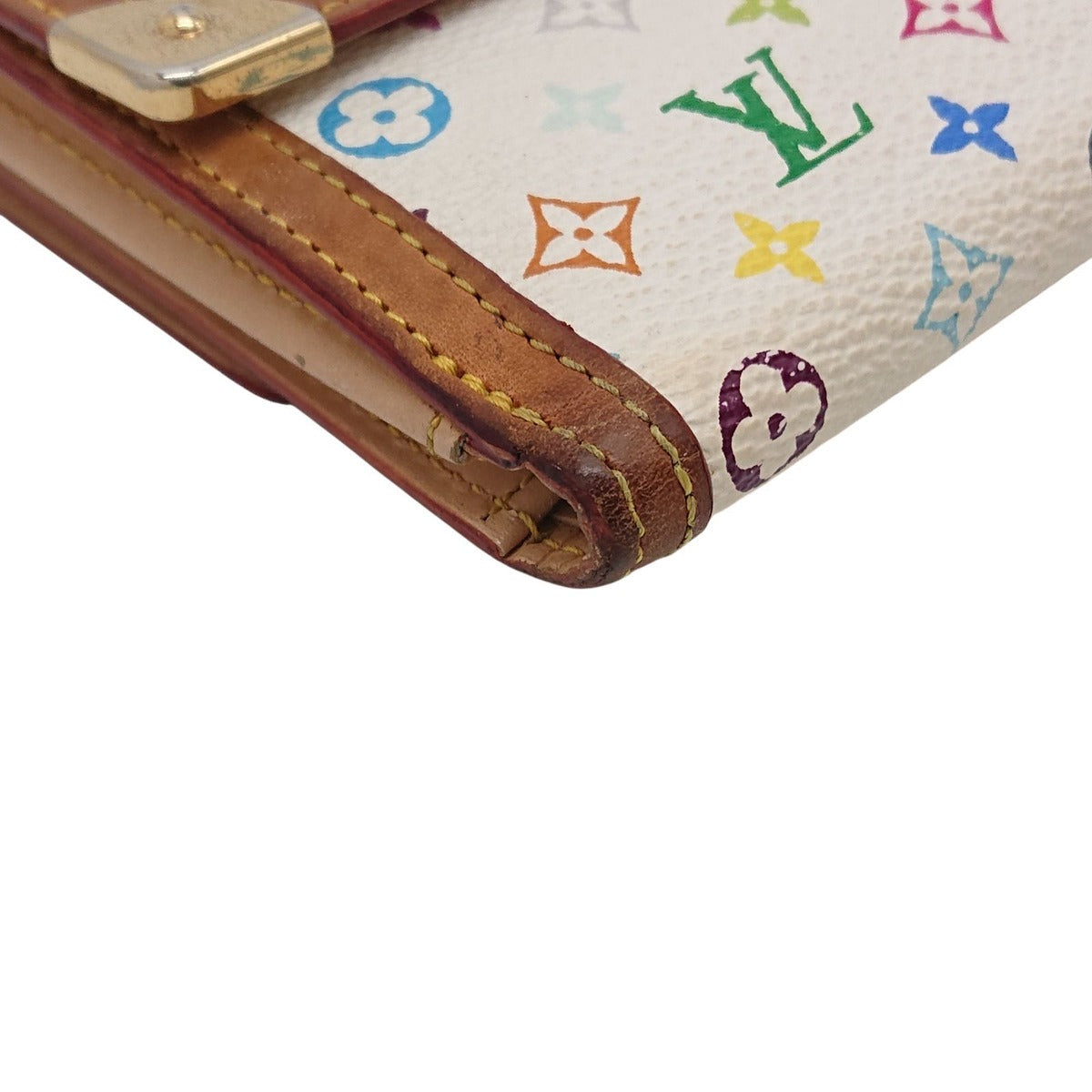 Louis Vuitton Multicolor Fold Wallet Porte Monet Billets Cult Cles White — view 9