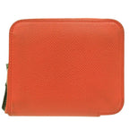 Hermes Azap Compact Silk Quinn Coin Case TS 011 AU Leather Orange 0097