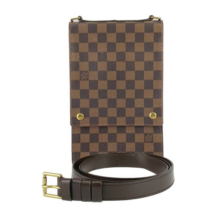 Louis Vuitton Shoulder Bag Portobello Ebne Damier Canvas Leather