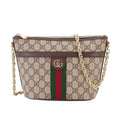 Gucci Ophidia Chain Shoulder Bag GG Supreme Canvas Leather Beige Brown