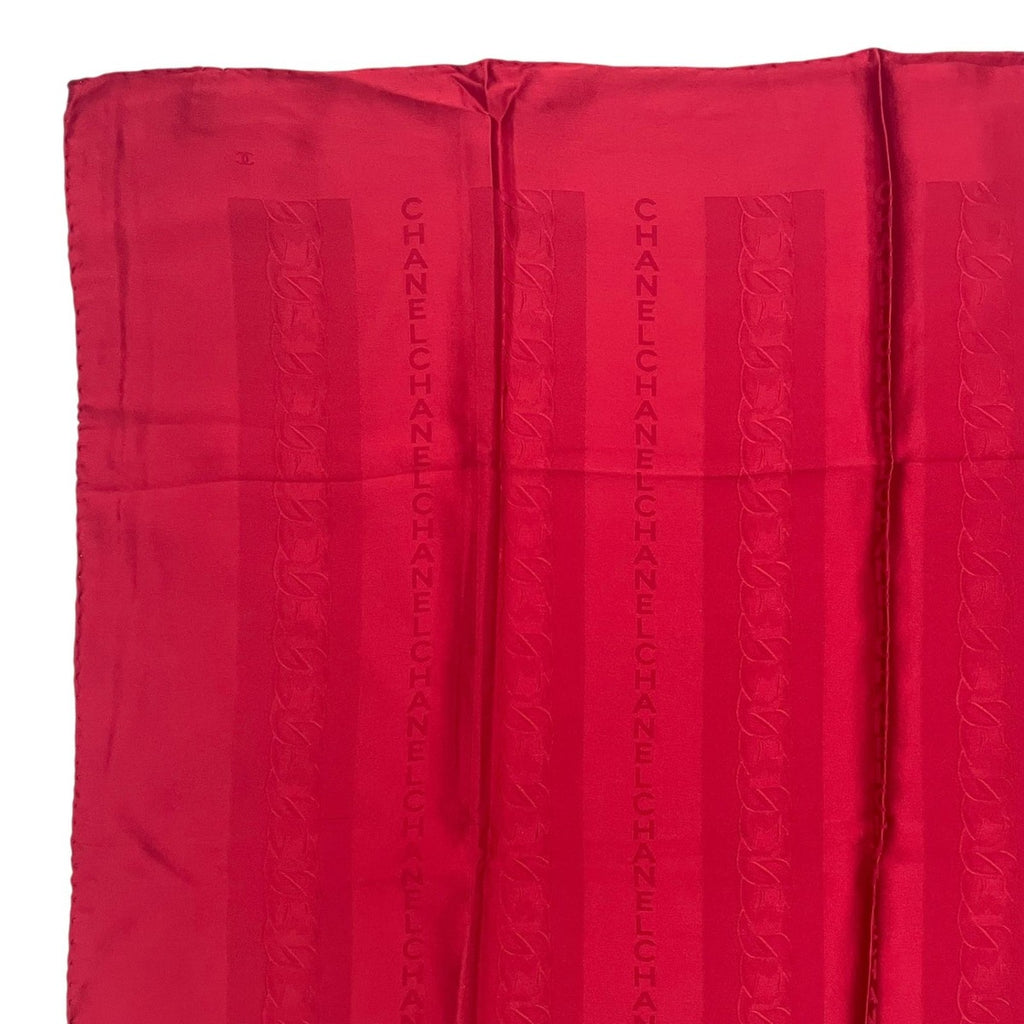 Chanel Scarf Silk Logo Striped Pattern Red — view 2