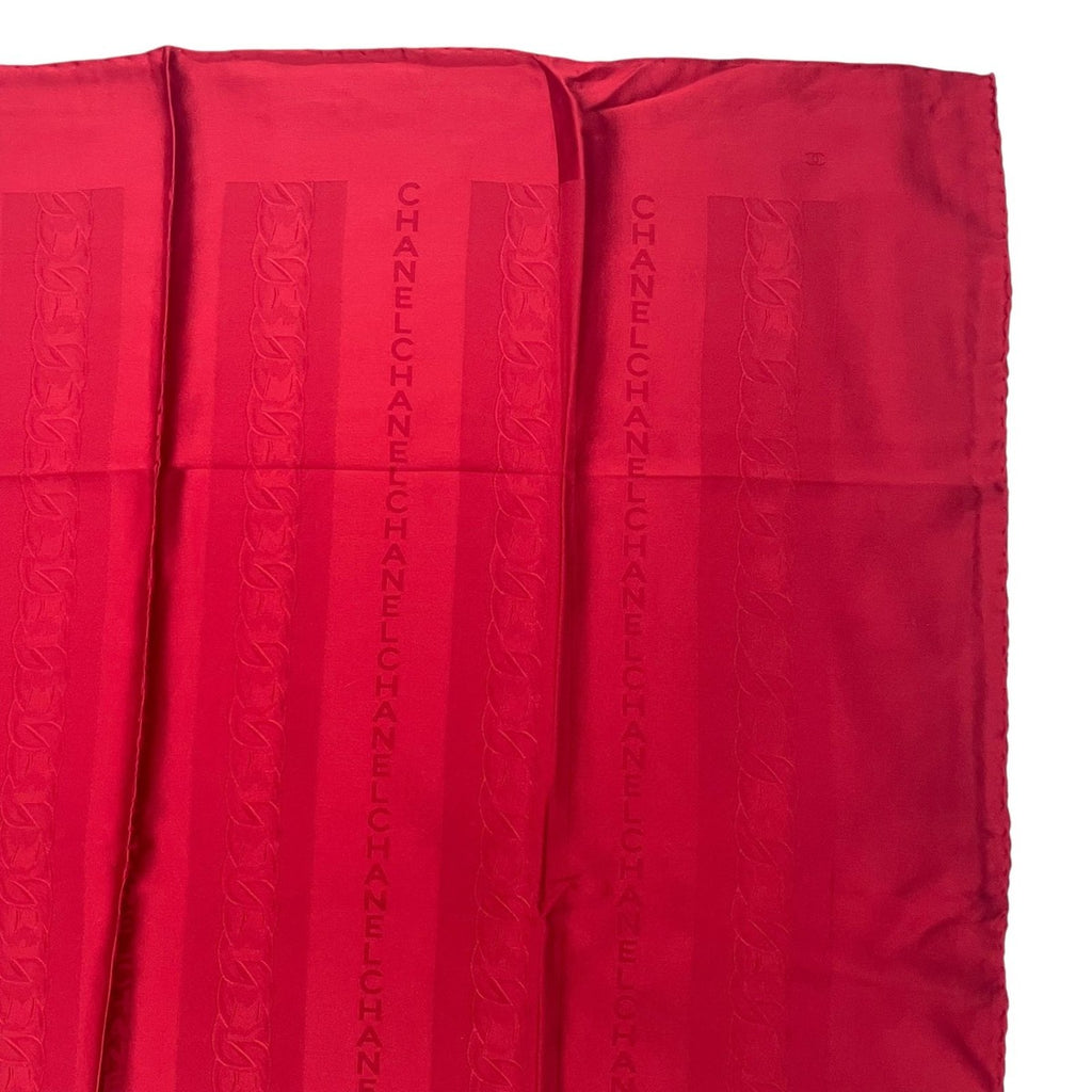 Chanel Scarf Silk Logo Striped Pattern Red — view 3