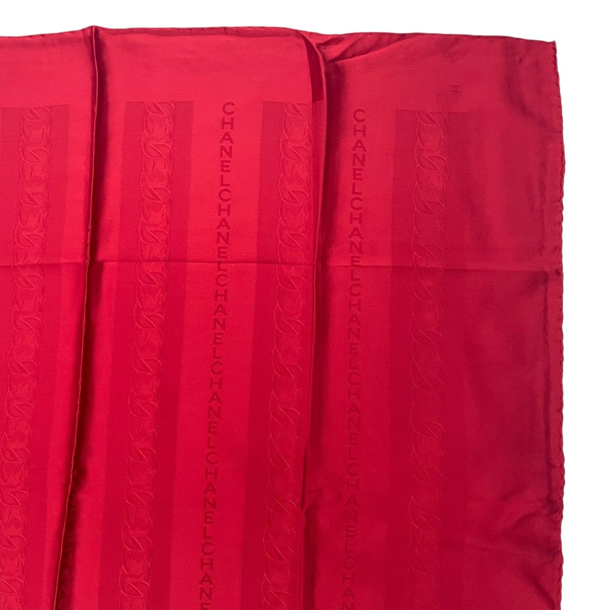 Chanel Scarf Silk Logo Striped Pattern Red — view 3