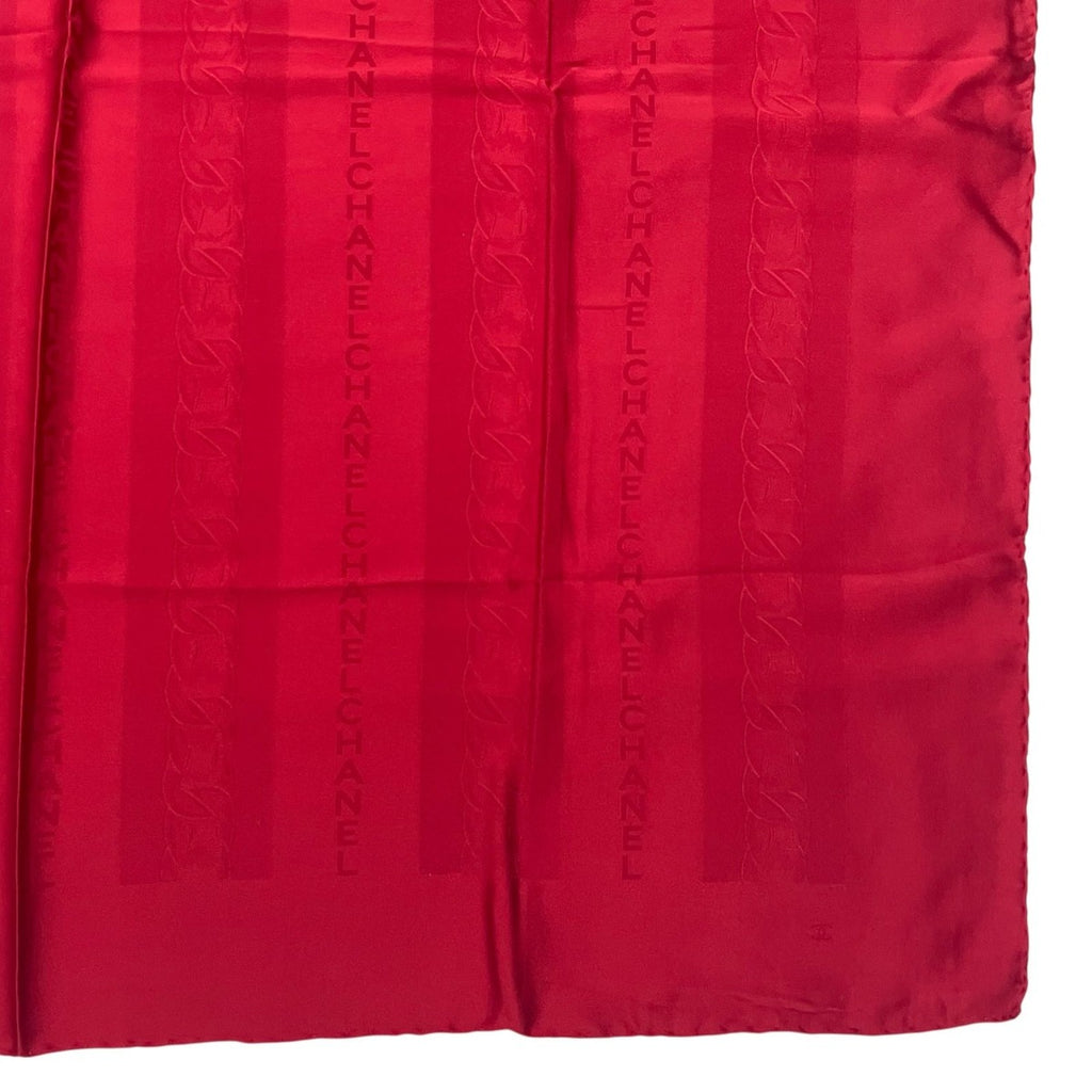 Chanel Scarf Silk Logo Striped Pattern Red — view 5