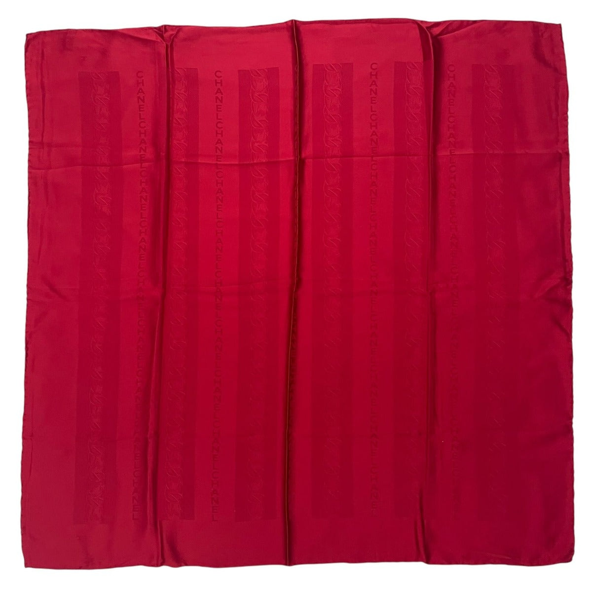 Chanel Scarf Silk Logo Striped Pattern Red