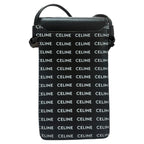 Celine Logo Print Black White Leather Shoulder Bag Phone Pouch Mobile — view 2