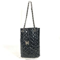 Chanel Upside Down Shoulder Bag Quilted Enamel Black