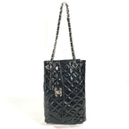 Chanel Upside Down Shoulder Bag Quilted Enamel Black