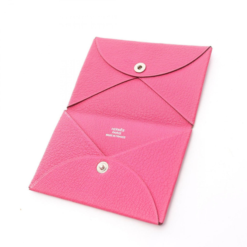 Hermes Coin Case Calvi Rose Shocking Leather — view 4
