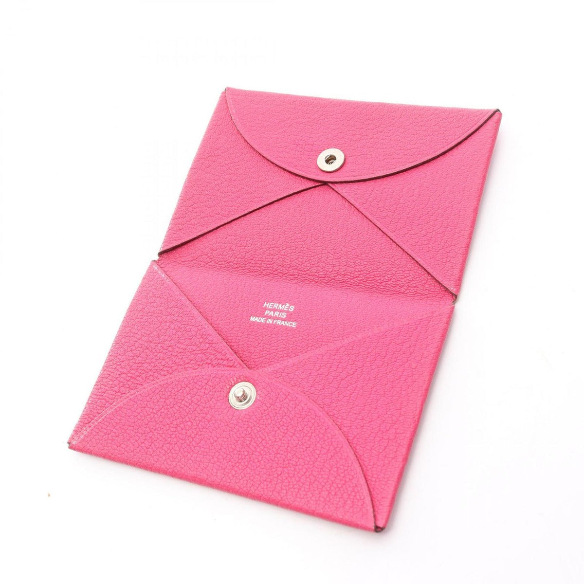 Hermes Coin Case Calvi Rose Shocking Leather — view 4