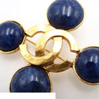 Chanel 95A Brooch Gold Blue Metal CC Logo — view 4