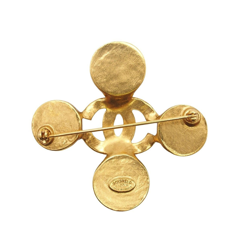 Chanel 95A Brooch Gold Blue Metal CC Logo — view 5