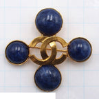 Chanel 95A Brooch Gold Blue Metal CC Logo — view 7