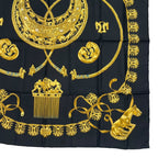 Hermes Scarf Silk Carre 90 les Cavaliers D'Or Golden Knight Black — view 5