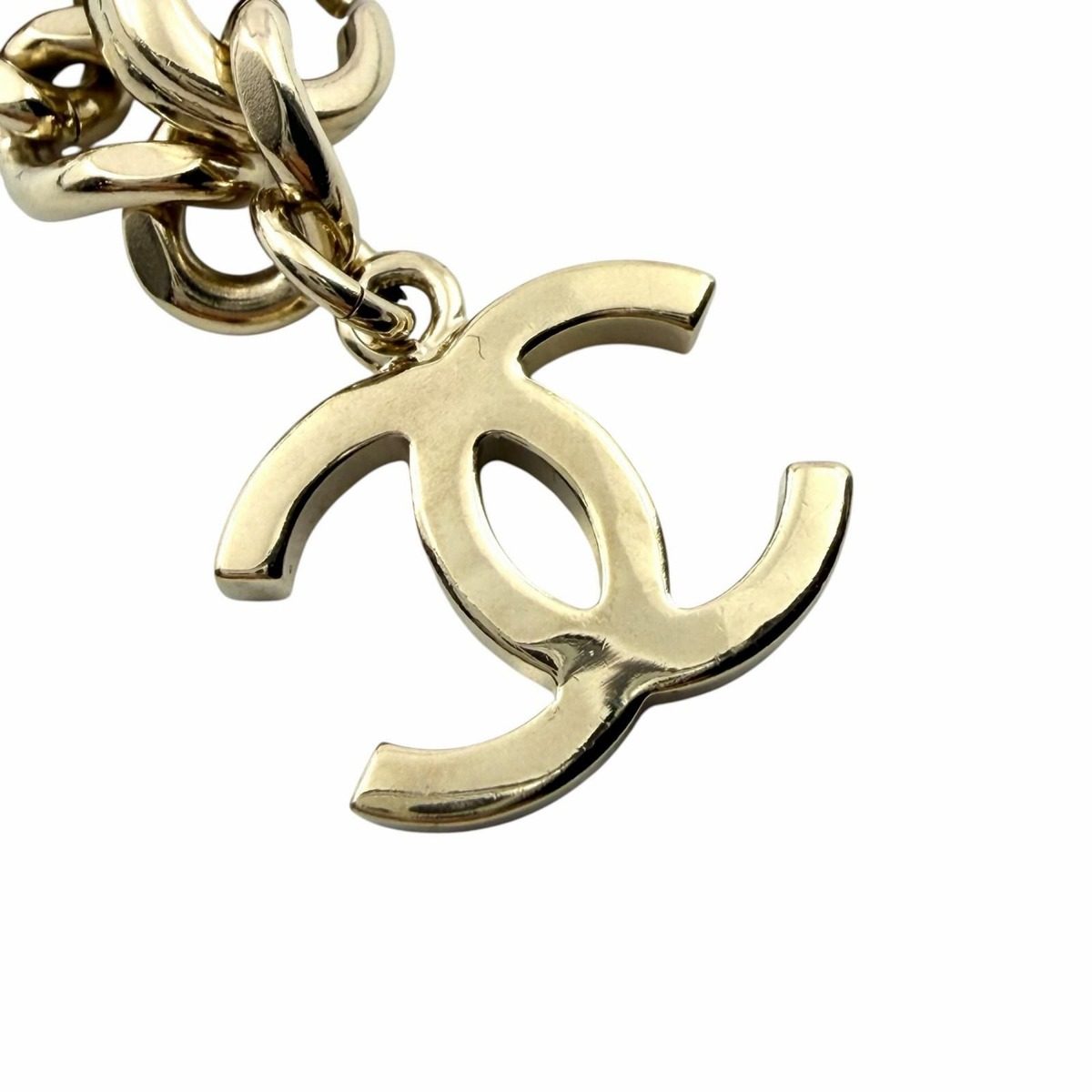 Chanel CC Logo Chain Bracelet Gold White — view 4