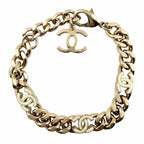 Chanel CC Logo Chain Bracelet Gold White