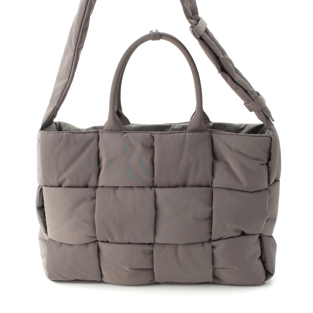 Bottega Veneta Maxi Intrecciato Arco Nylon Large 2-Way Shoulder Tote Gray Moss