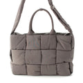 Bottega Veneta Maxi Intrecciato Arco Nylon Large 2-Way Shoulder Tote Gray Moss