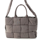 Bottega Veneta Maxi Intrecciato Arco Nylon Large 2-Way Shoulder Tote Gray Moss