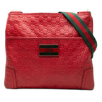 Gucci Guccissima Sherry Line Crossbody Shoulder Bag Beijing Olympics Red Leather