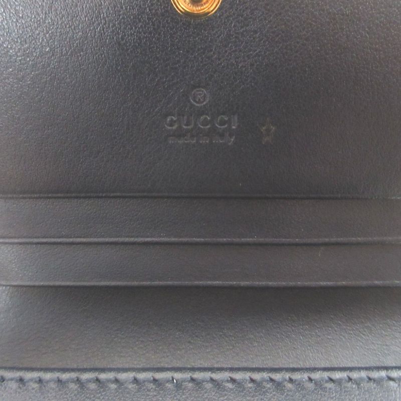 Gucci Horsebit Compact Wallet Canvas Leather Beige Navy Blue Bifold — view 8