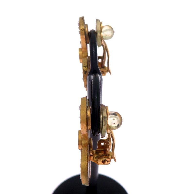 Chanel Camellia Wood and Crystal Earrings — view 4