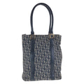 Dior Trotter Navy Gold Canvas Leather Tote Shoulder Bag