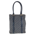 Dior Trotter Navy Gold Canvas Leather Tote Shoulder Bag