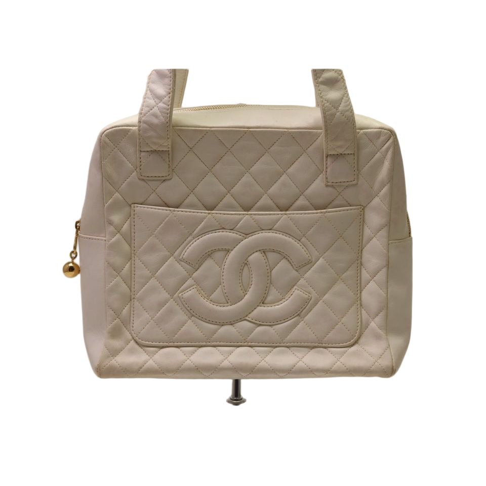 Chanel Jumbo CC Logo Lambskin White Handbag