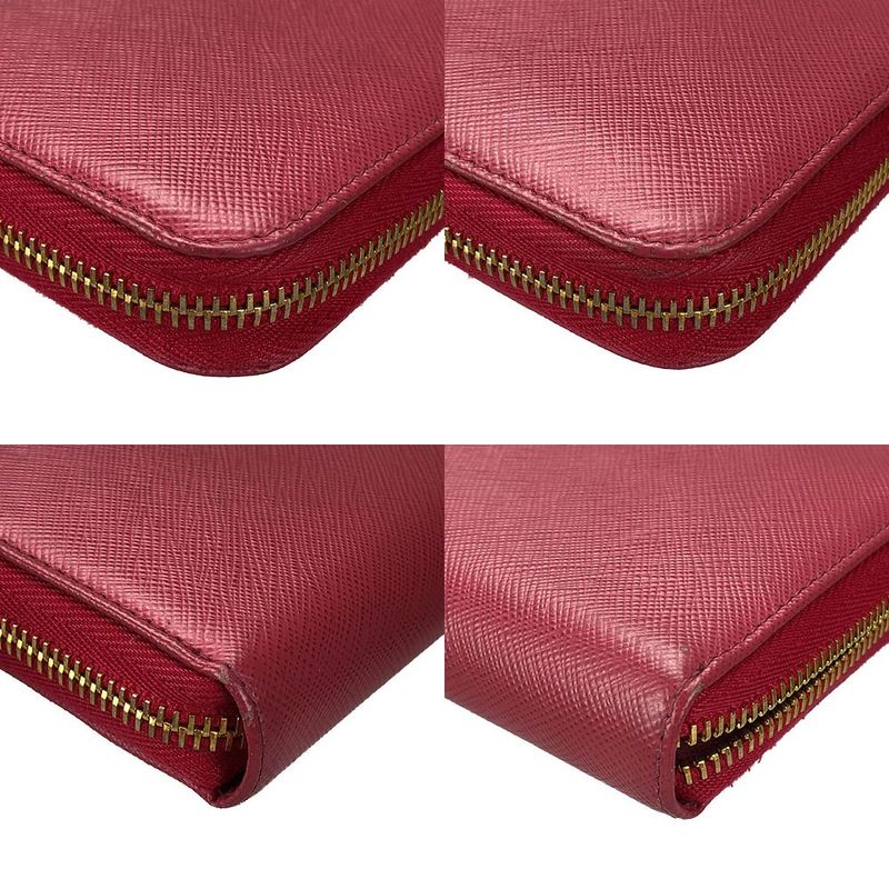 Prada 1 Ml506 Round Zipper Long Wallet Saffiano Metal Peonia Pinkish Pink — view 6