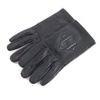 Hermes Lining Silk H Logo Lamb Leather Gloves Black 7.5