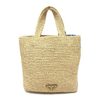 Prada Handbag Logo St Barth's Island Limited Edition 1 Bg454 Raffia Beige — view 2