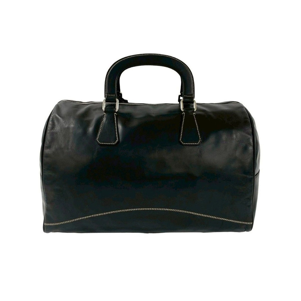 Prada Logo Stitch Leather 2-Way Shoulder Bag Black — view 3