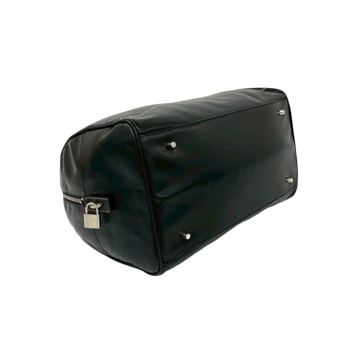 Prada Logo Stitch Leather 2-Way Shoulder Bag Black — view 7
