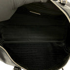 Prada Logo Stitch Leather 2-Way Shoulder Bag Black — view 9