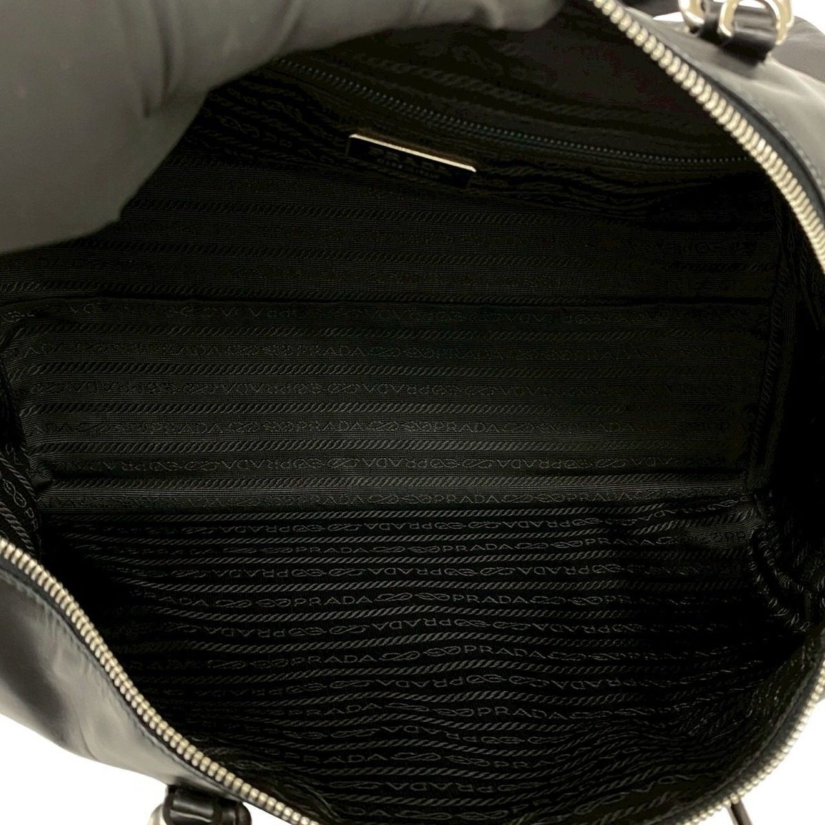 Prada Logo Stitch Leather 2-Way Shoulder Bag Black — view 9