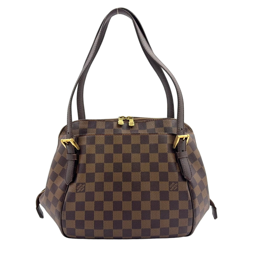 Louis Vuitton Belem Damier Ebene Leather Brown Shoulder Bag Gold